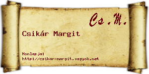 Csikár Margit névjegykártya